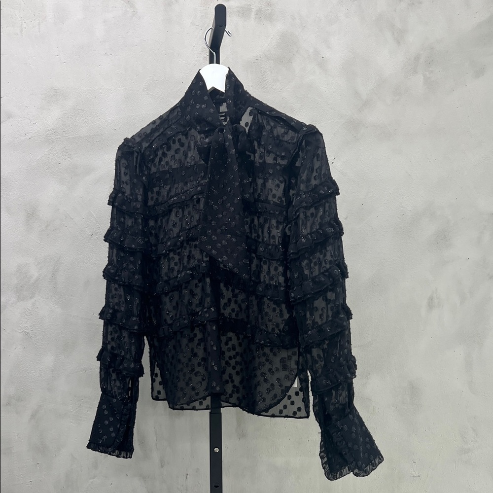 Isabel Marant Sheer Black Ruffled Blouse